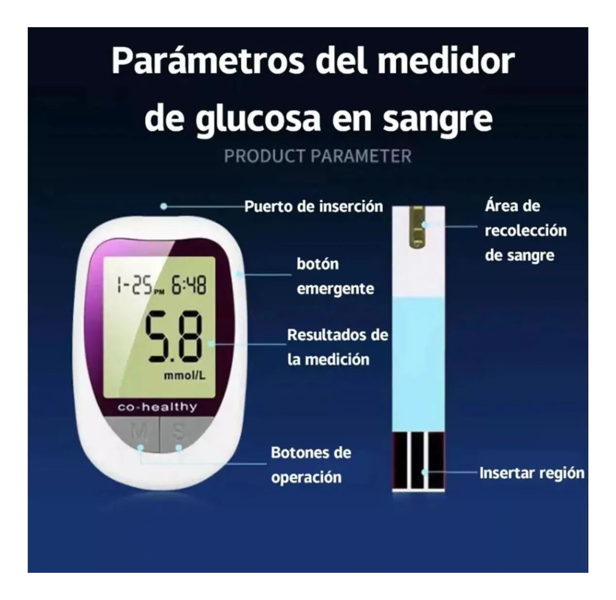 Kit Glucometro Tiras De Prueba y agujas