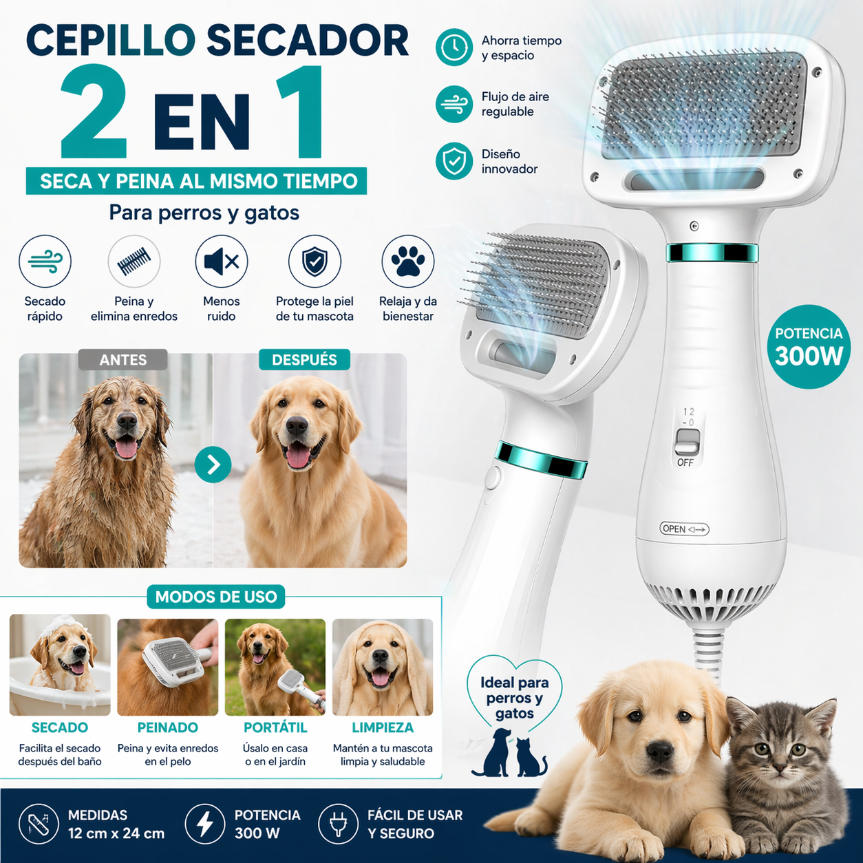 CEPILLO PARA MASCOTAS 2 EN 1